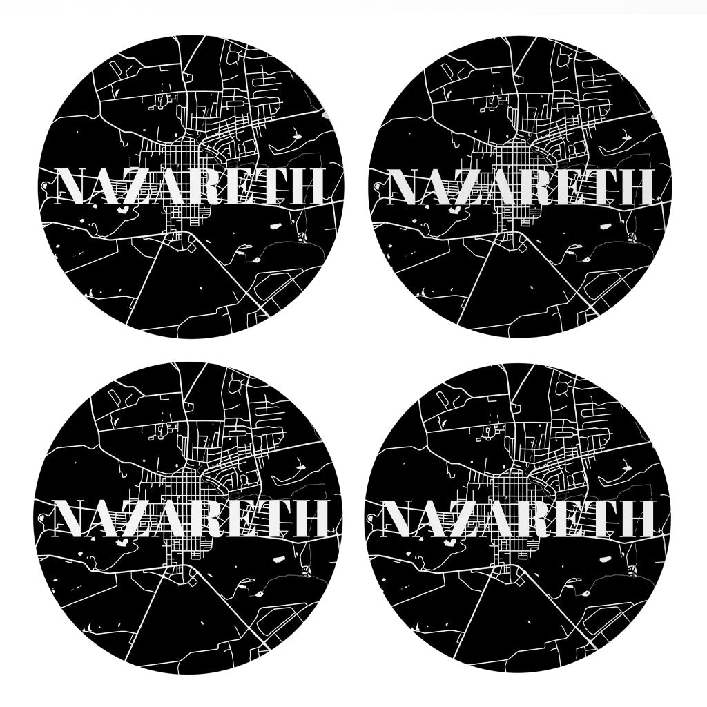 Minimalistic B&W Pennsylvania Nazareth Map | Absorbent Coasters | Set of 4 | Min 2