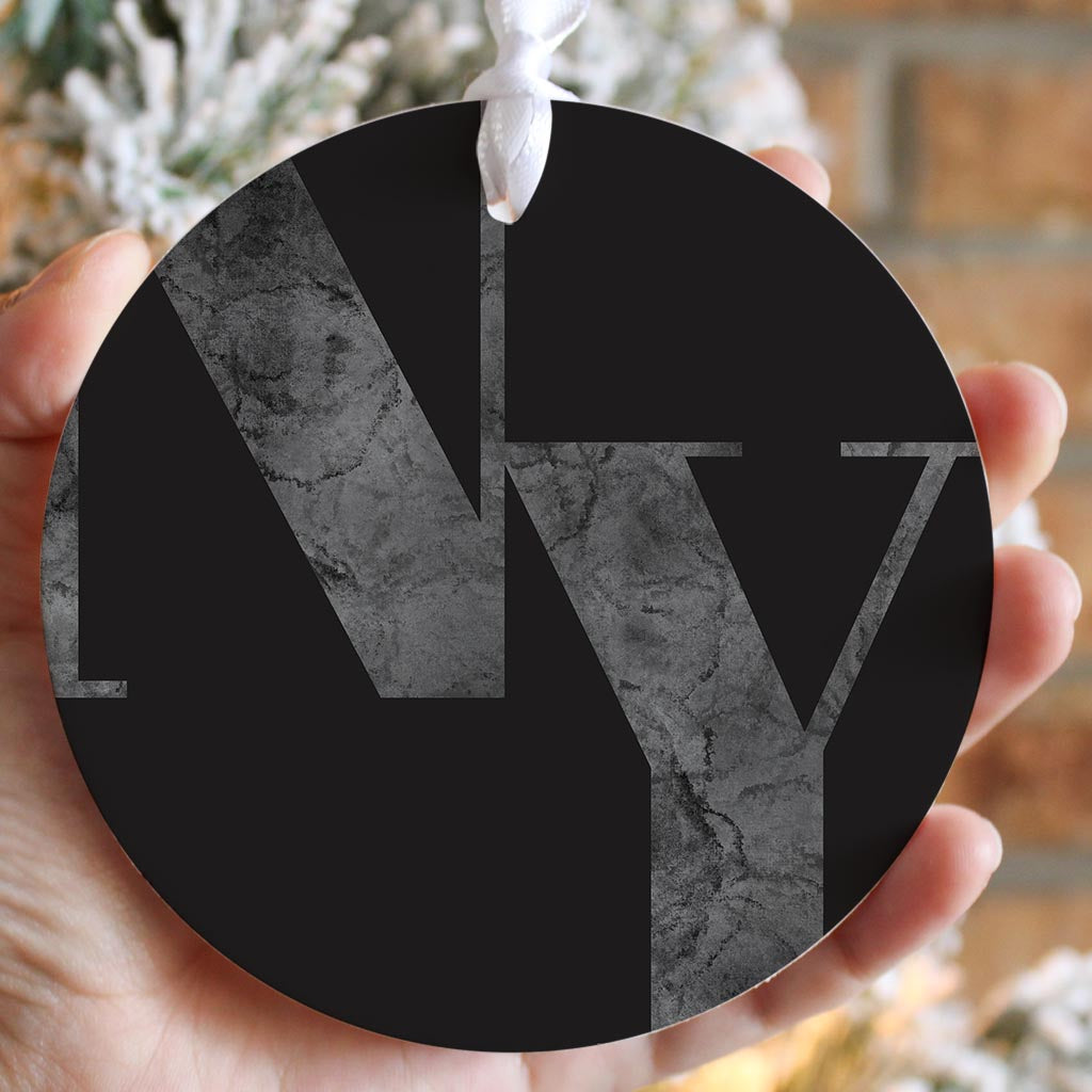 Minimalistic B&W New York Black Initials | Wood Ornament | Eaches | Min 6