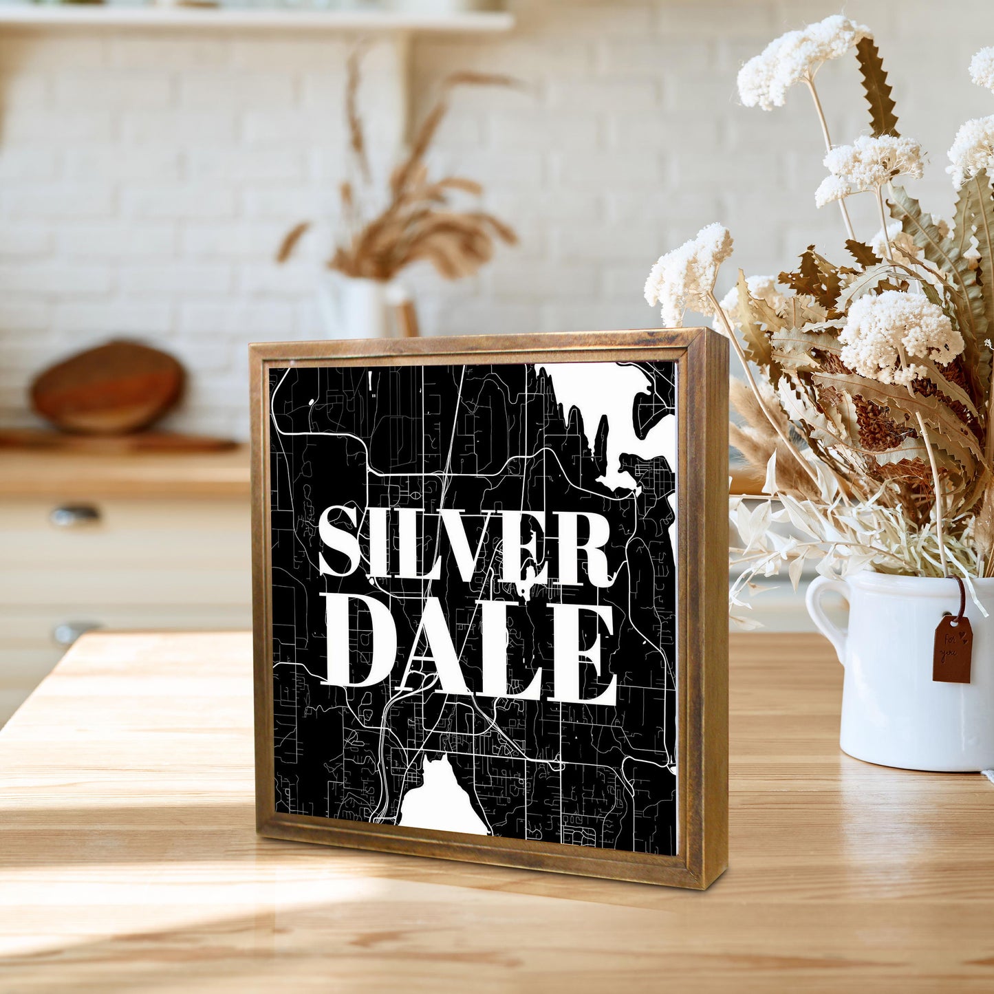 Minimalistic B&W Washington Silverdale Map | Wood Sign | Eaches | Min 1