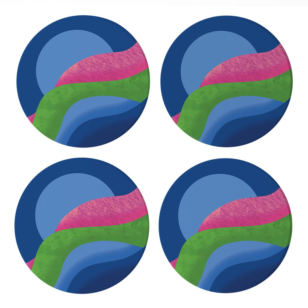 Polysexual Pride Moon Waves| Absorbent Coasters | Set of 4 | Min 2