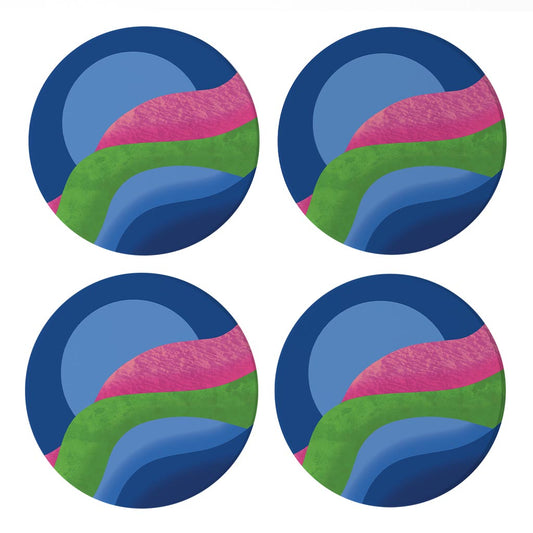 Polysexual Pride Moon Waves| Absorbent Coasters | Set of 4 | Min 2