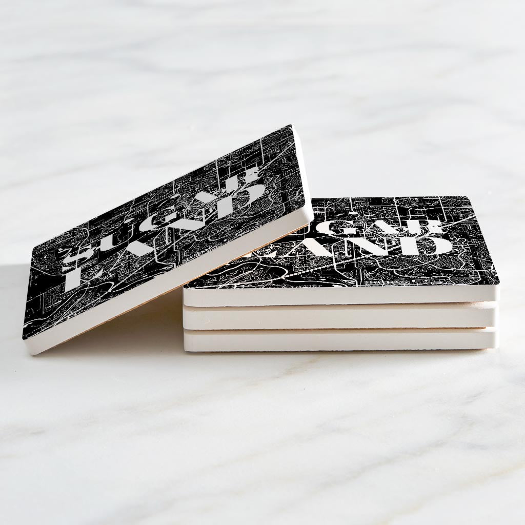 Minimalistic B&W Texas Sugarland Map| Absorbent Coasters | Set of 4 | Min 2