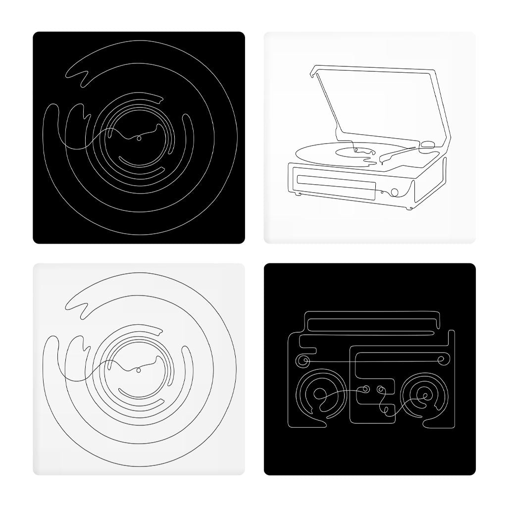 Minimalistic Music Line Drawings | Absorbent Coasters | Set of 4 | Min 2