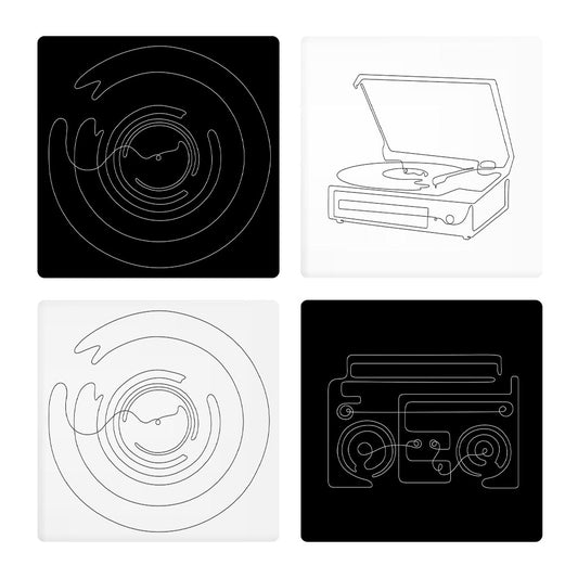 Minimalistic Music Line Drawings | Absorbent Coasters | Set of 4 | Min 2