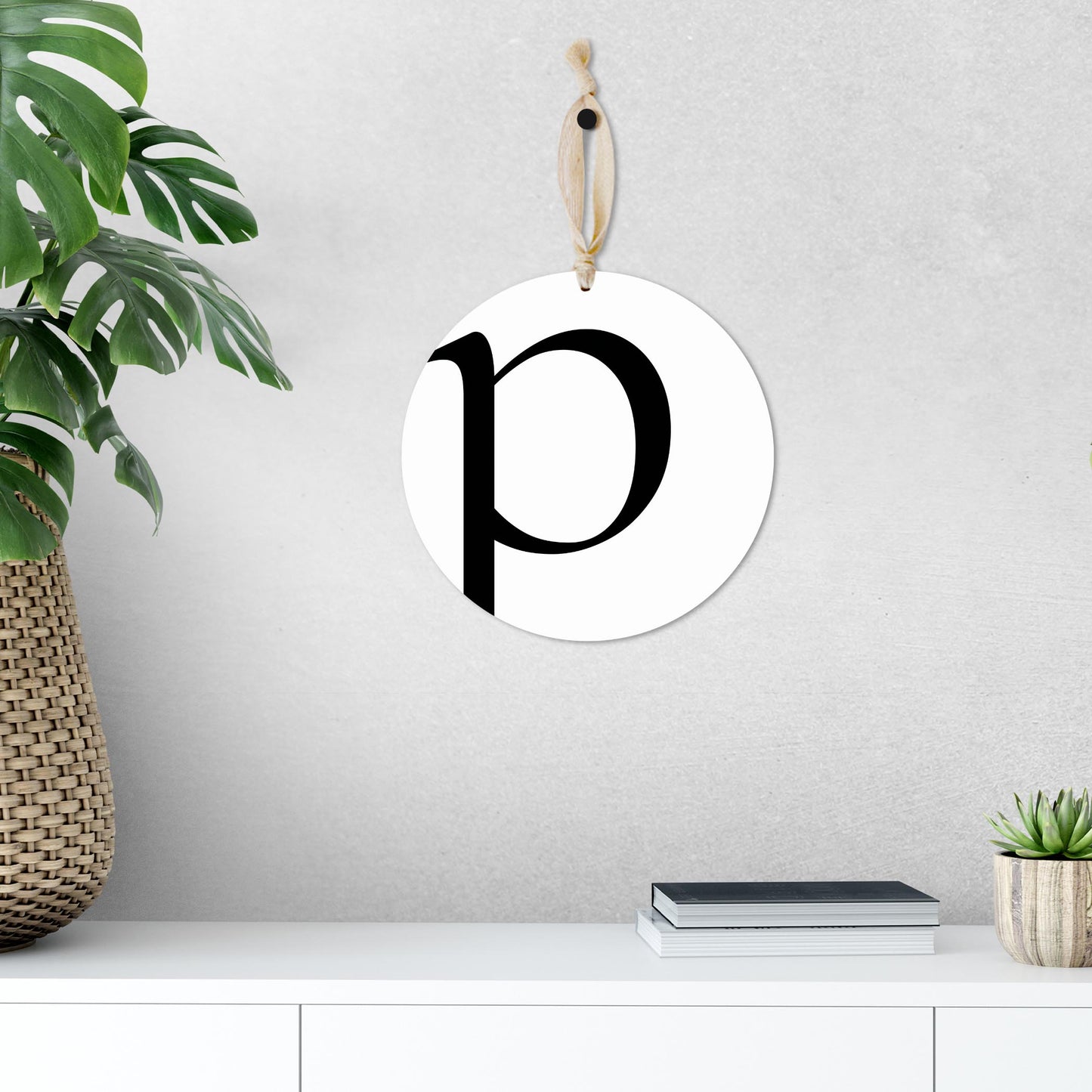 Minimalist Monogram P | Wood Ornament | Eaches | Min 1