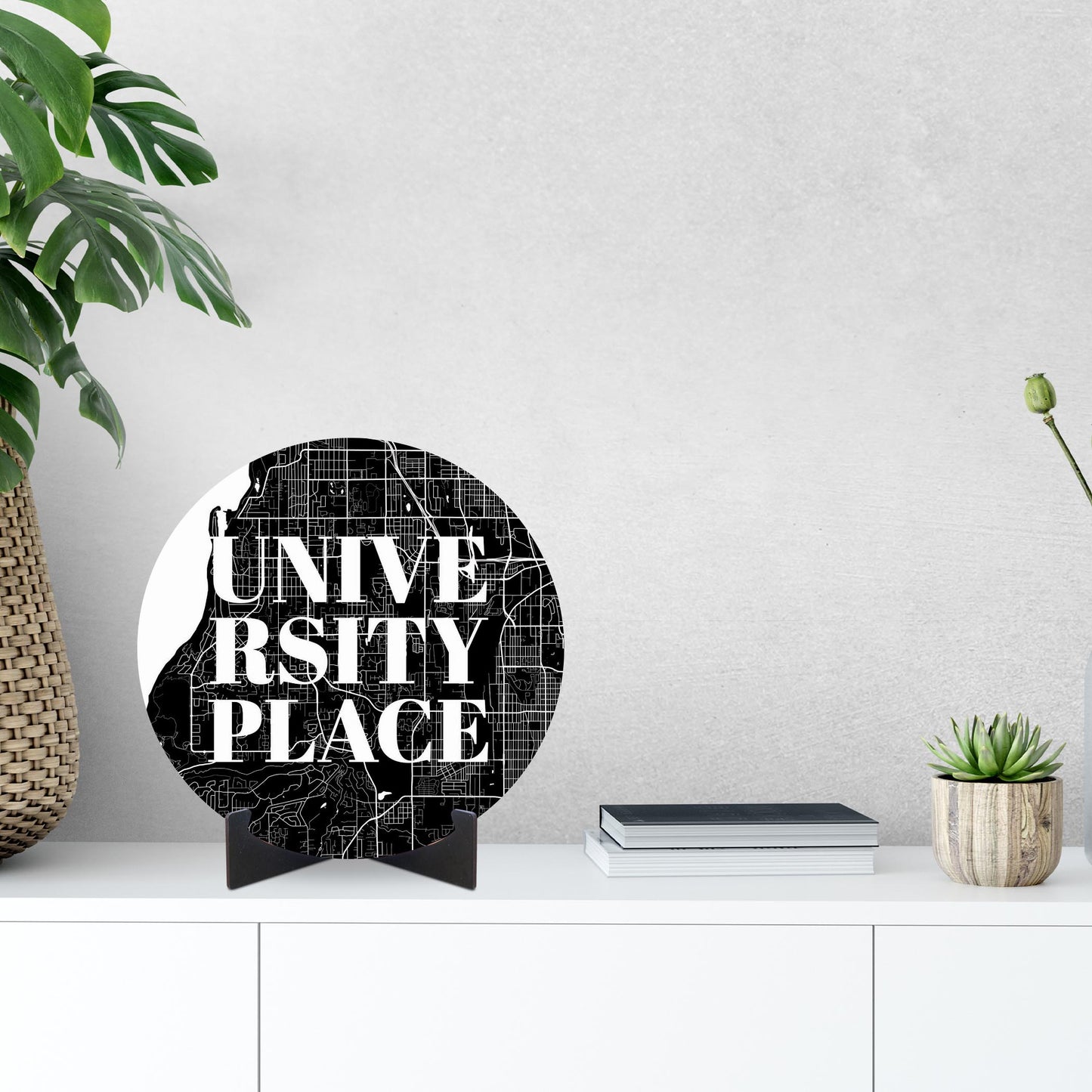 Minimalistic B&W Washington University Place Map | Wood Sign | Eaches | Min 1