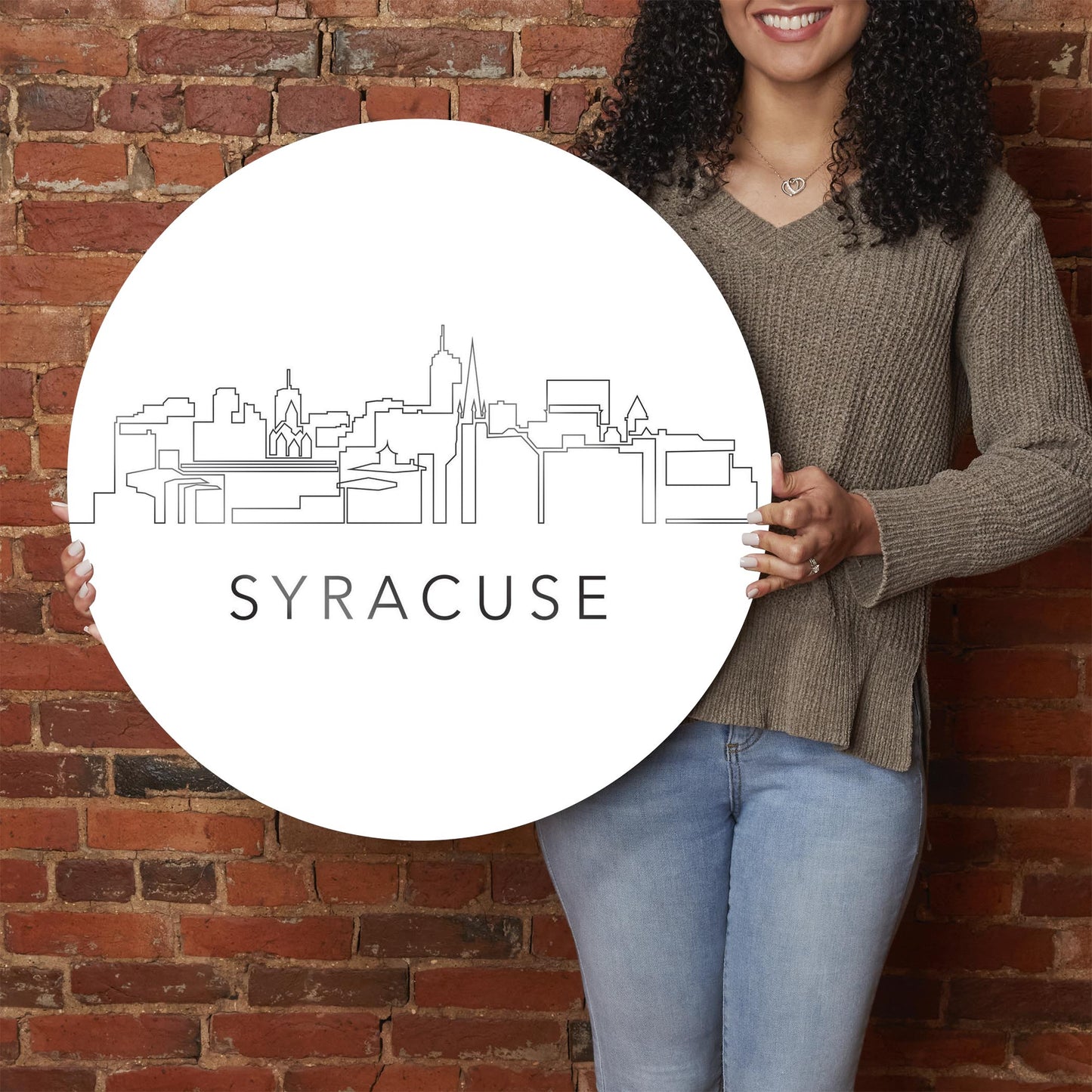 Minimalistic B&W New York Syracuse Skyline | Hi-Def Glass Art | Eaches | Min 1