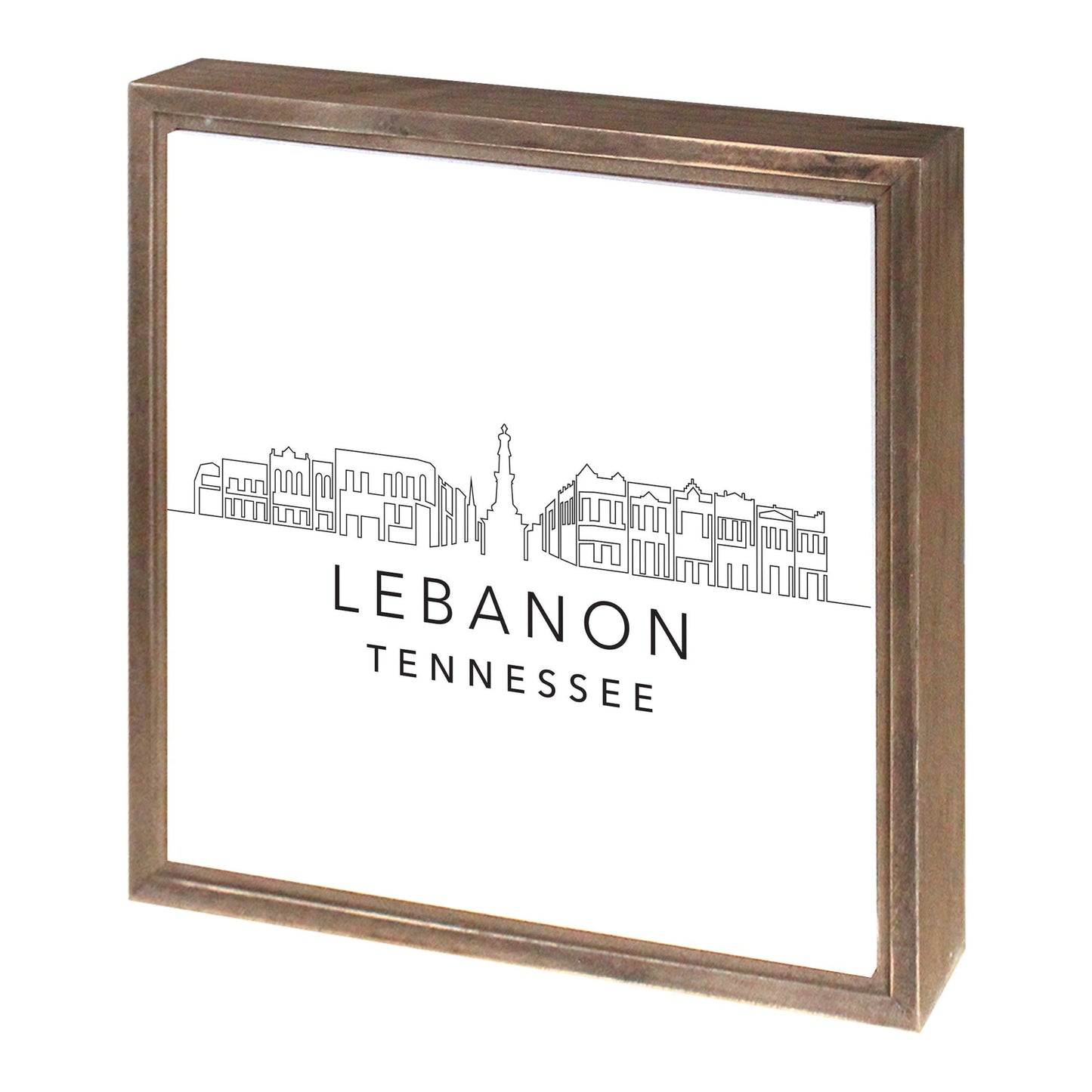 Minimalist B&W Tennessee Lebanon Skyline | Wood Sign | Eaches | Min 1