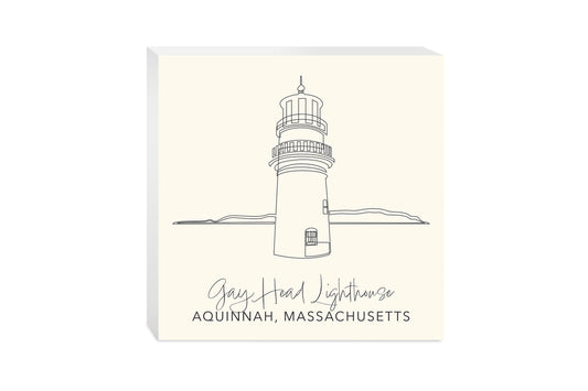 Cream Gay Head Lighthouse | Wood Block | Eaches | Min 2