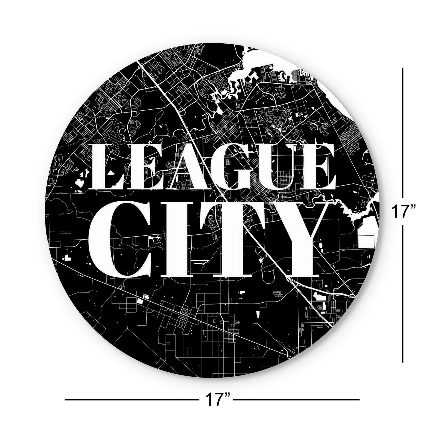 Minimalistic B&W Texas League City Map | Wood Sign | Eaches | Min 1