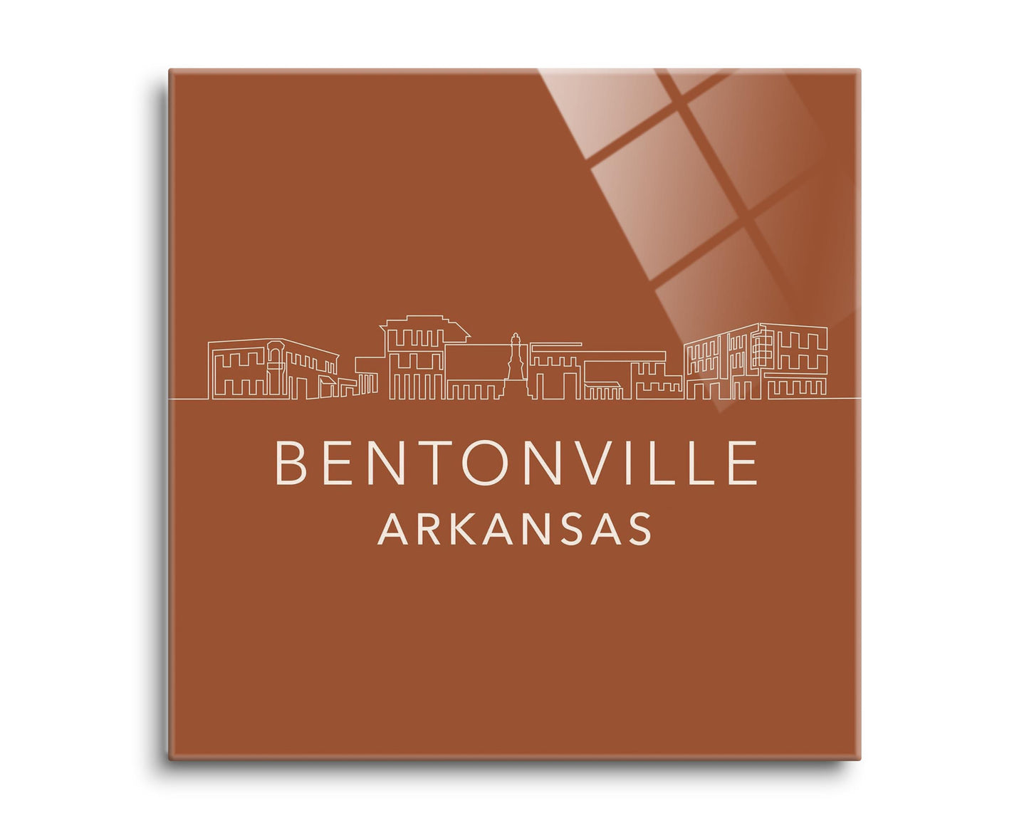 Modern Minimalist Arkansas Bentonville Skyline | Hi-Def Glass Art | Eaches | Min 2