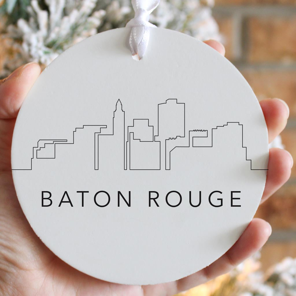 Modern Louisiana Baton Rouge City Line Drawing | Wood Ornament | Eaches | Min 6