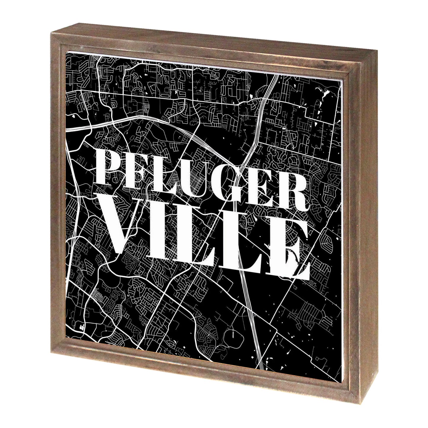 Minimalistic B&W Texas Pflugerville Map | Wood Sign | Eaches | Min 1