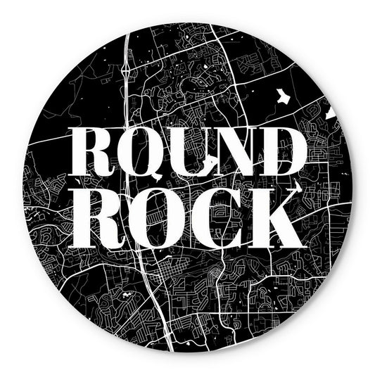 Minimalistic B&W Texas Round Rock Map | Wood Sign | Eaches | Min 1