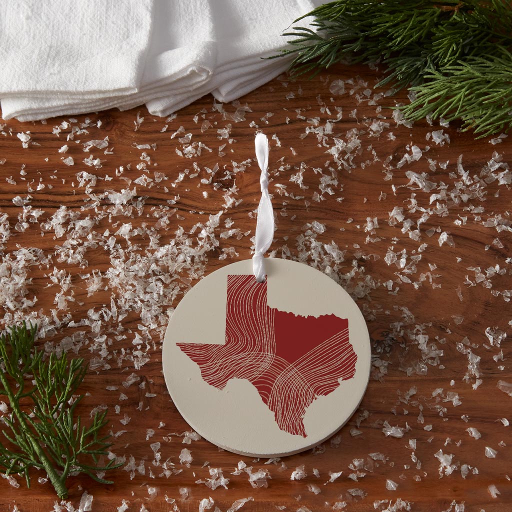 Modern Minimalist Texas Fluid Line State Shape | Wood Ornament | Eaches | Min 6