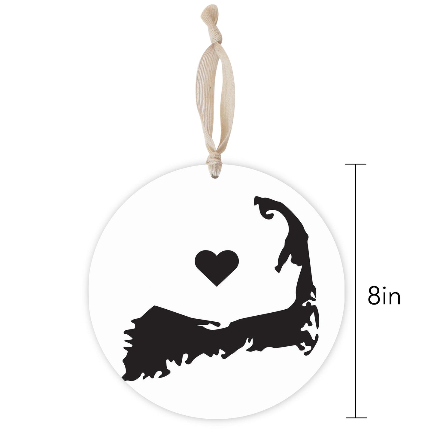 Minimalistic B&W Cape Cod With Heart | Wood Ornament | Eaches | Min 1