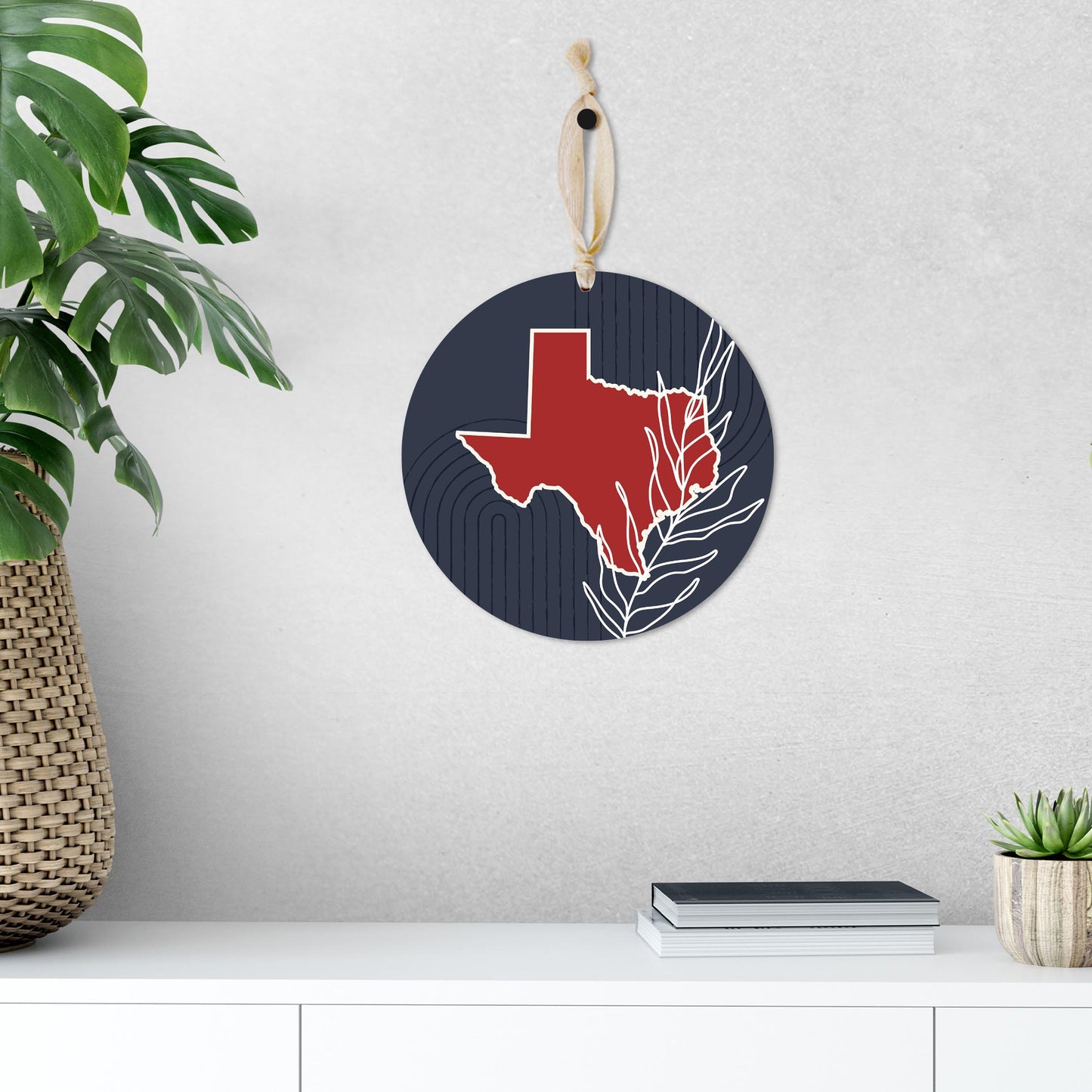 Modern Minimalist Texas Colors Shape Leaf | Wood Ornament | Eaches | Min 1