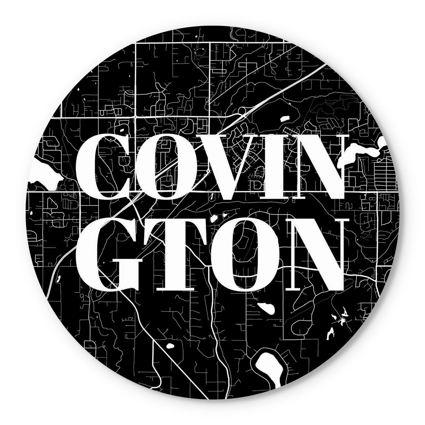 Minimalistic B&W Washington Covington Map | Wood Sign | Eaches | Min 1