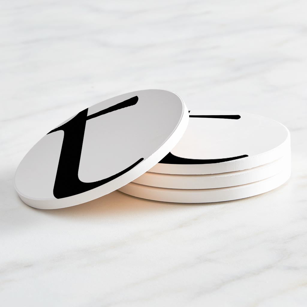 Minimalist Monogram T Circle | Absorbent Coasters | Set of 4 | Min 2