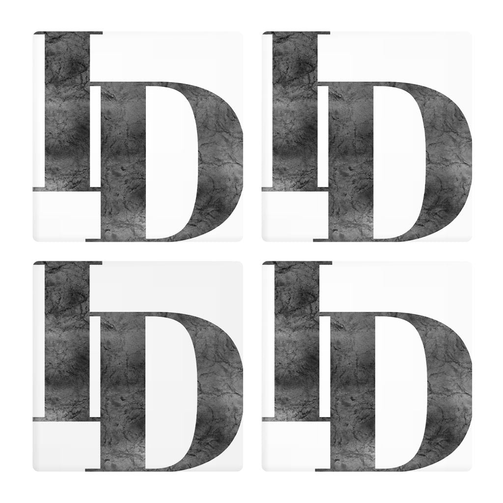 Minimalist B&W Idaho White Initials | Absorbent Coasters | Set of 4 | Min 2