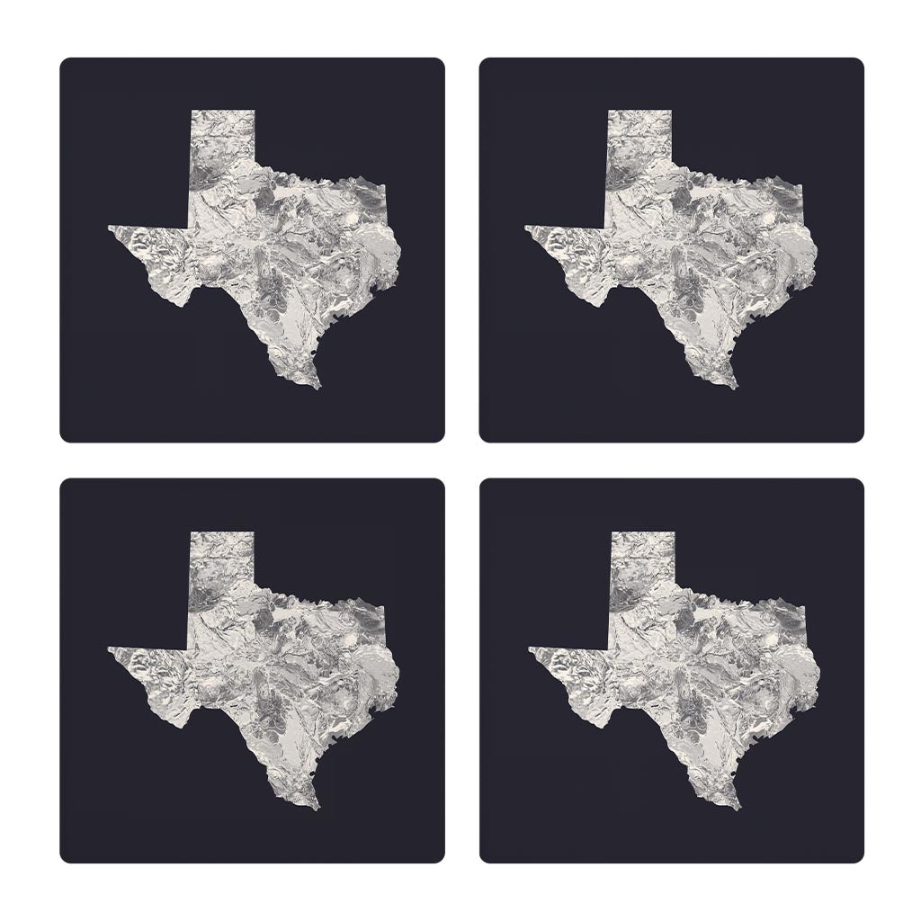 Modern Minimalist Texas Metal State Shape | Absorbent Coasters | Set of 4 | Min 2