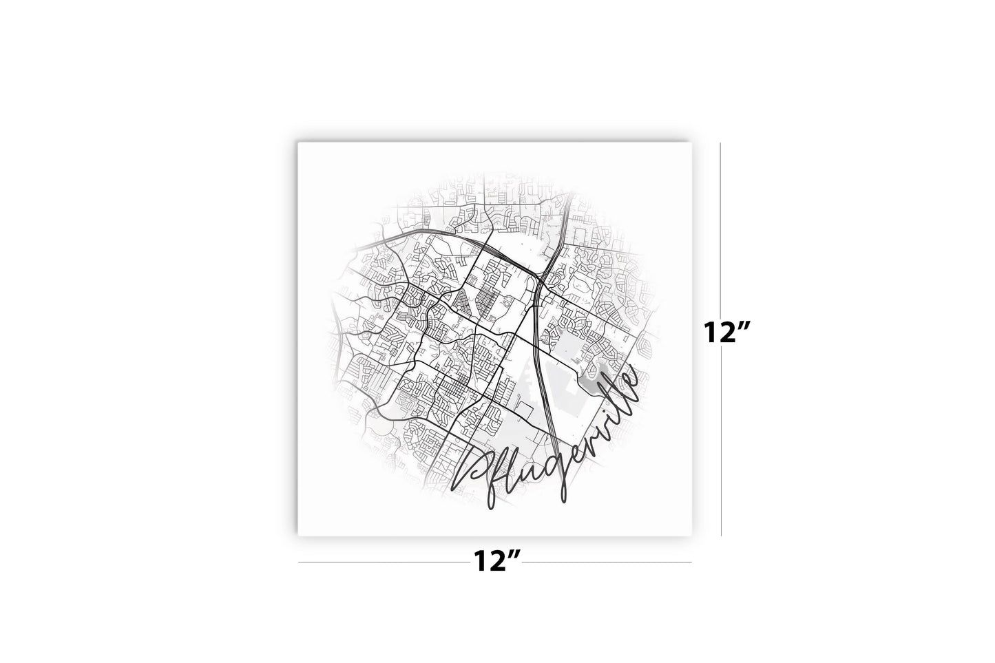 Minimalistic B&W Texas Pflugerville Circle Map | Wood Sign | Eaches | Min 2