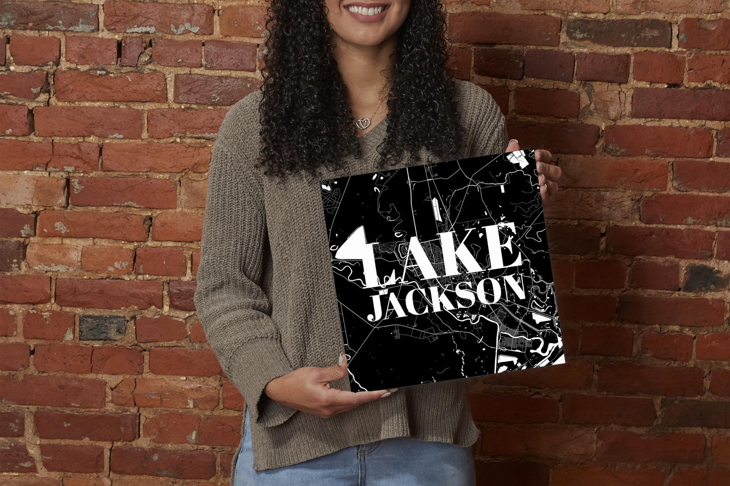 Minimalistic B&W Texas Lake Jackson Map | Wood Sign | Eaches | Min 2