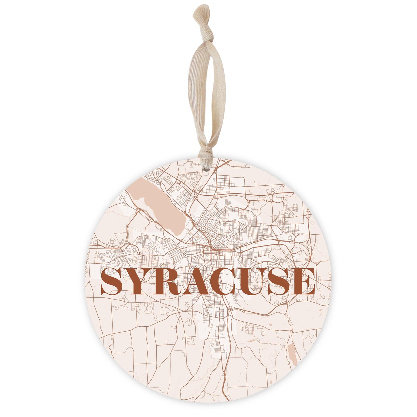 Modern Minimalist New York Syracuse Map | Wood Ornament | Eaches | Min 1