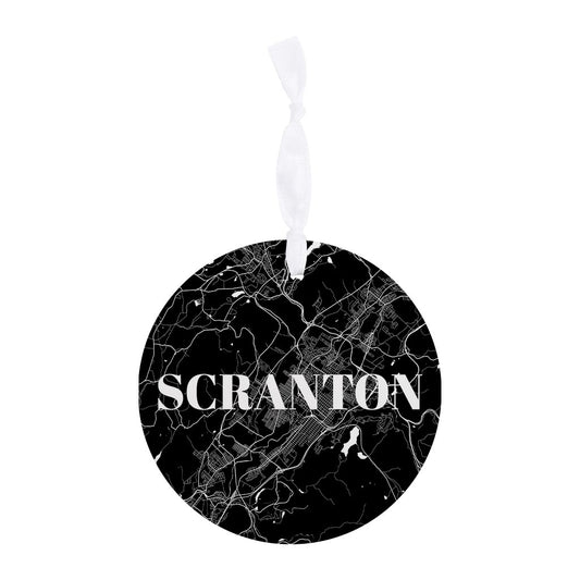 Minimalistic B&W Pennsylvania Scranton Map | Wood Ornament | Eaches | Min 6