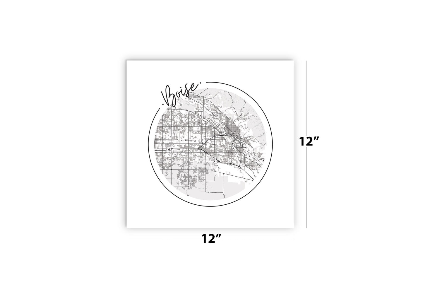 Minimalist B&W Idaho Boise Circle Map | Wood Sign | Eaches | Min 2