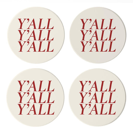 Modern Minimalist Texas Colors Yall | Absorbent Coasters | Set of 4 | Min 2