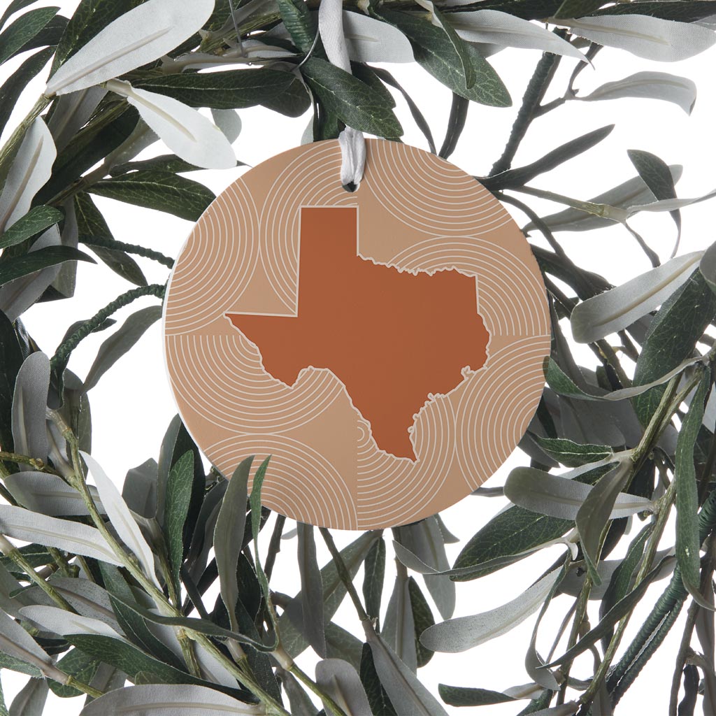 Modern Minimalist Texas State Shape With Pattern | Wood Ornament | Eaches | Min 6