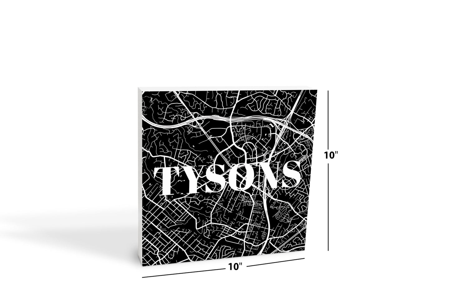 Minimalistic B&W Virginia Tysons Map | Wood Block | Eaches | Min 2