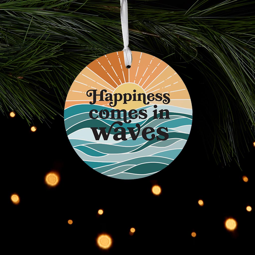 Happiness Comes In Waves | Wood Ornament | Eaches | Min 6