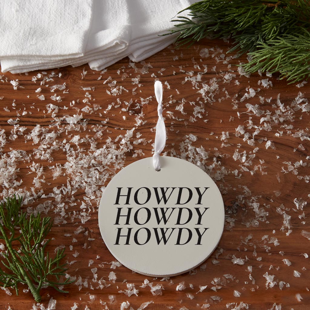 Minimalistic B&W Texas Howdy | Wood Ornament | Eaches | Min 6