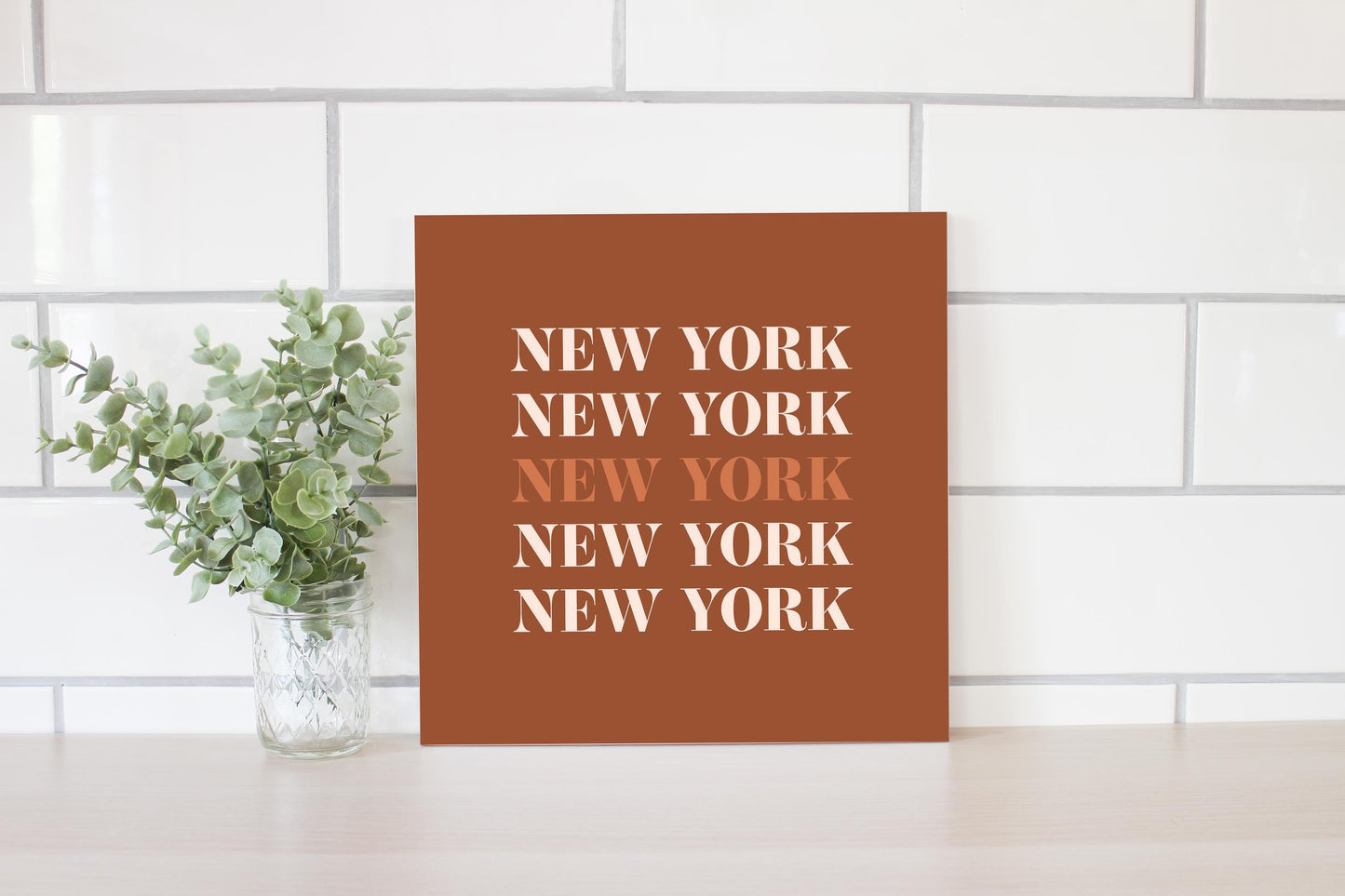 Modern Minimalist New York Repeated Dark | Wood Sign | Eaches | Min 2