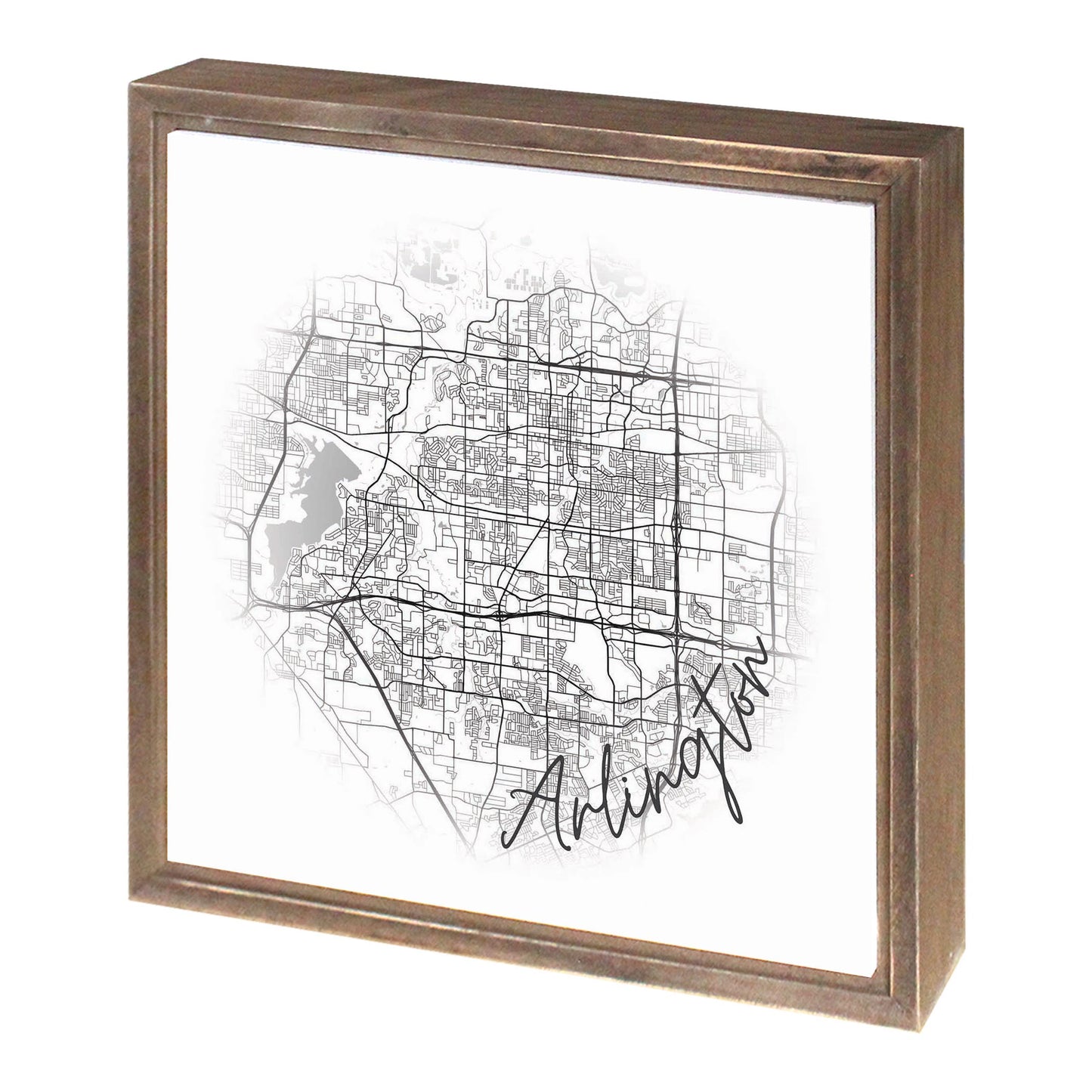 Minimalistic B&W Texas Arlington Circle Map | Wood Sign | Eaches | Min 1