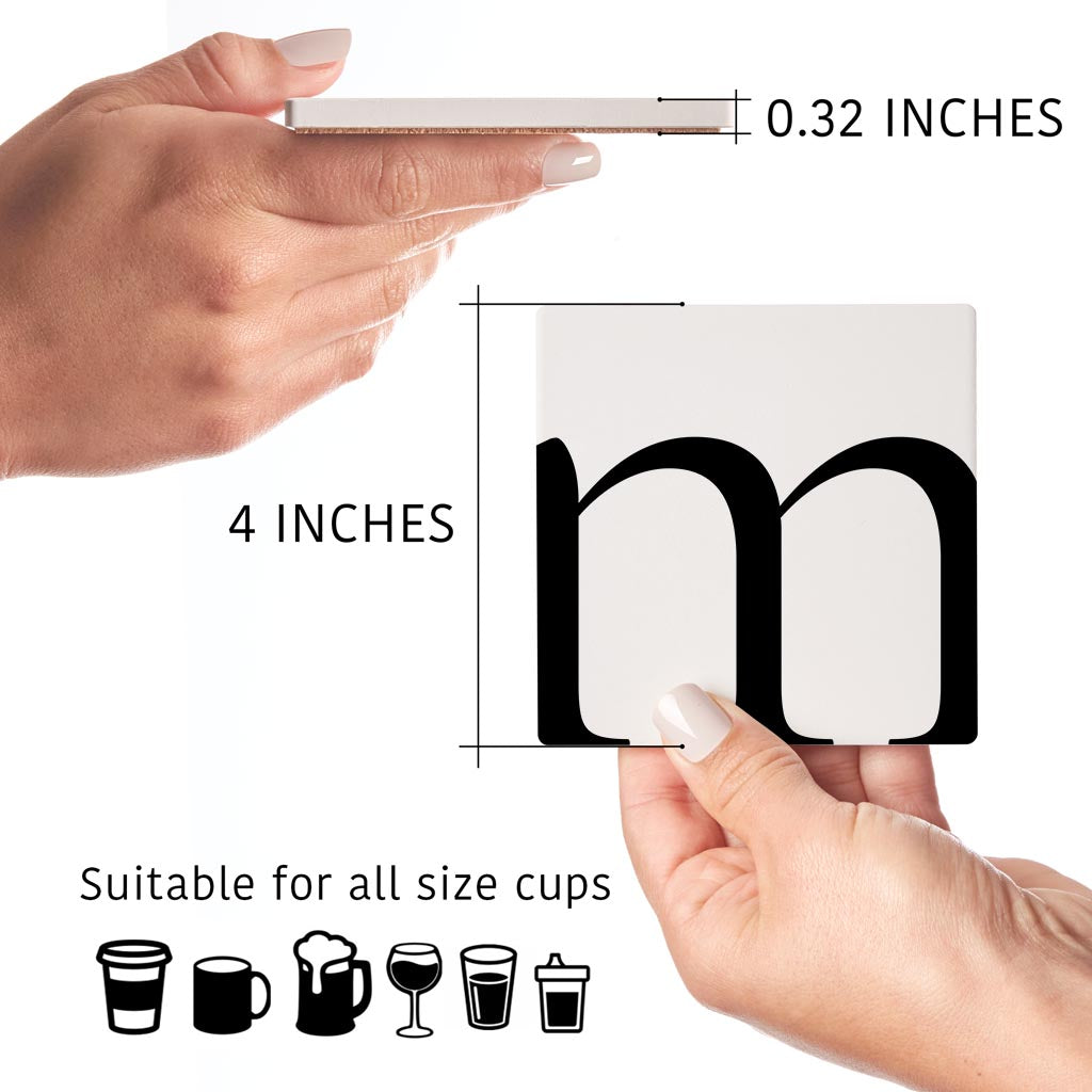 Minimal Monogram M | Absorbent Coasters | Set of 4 | Min 2