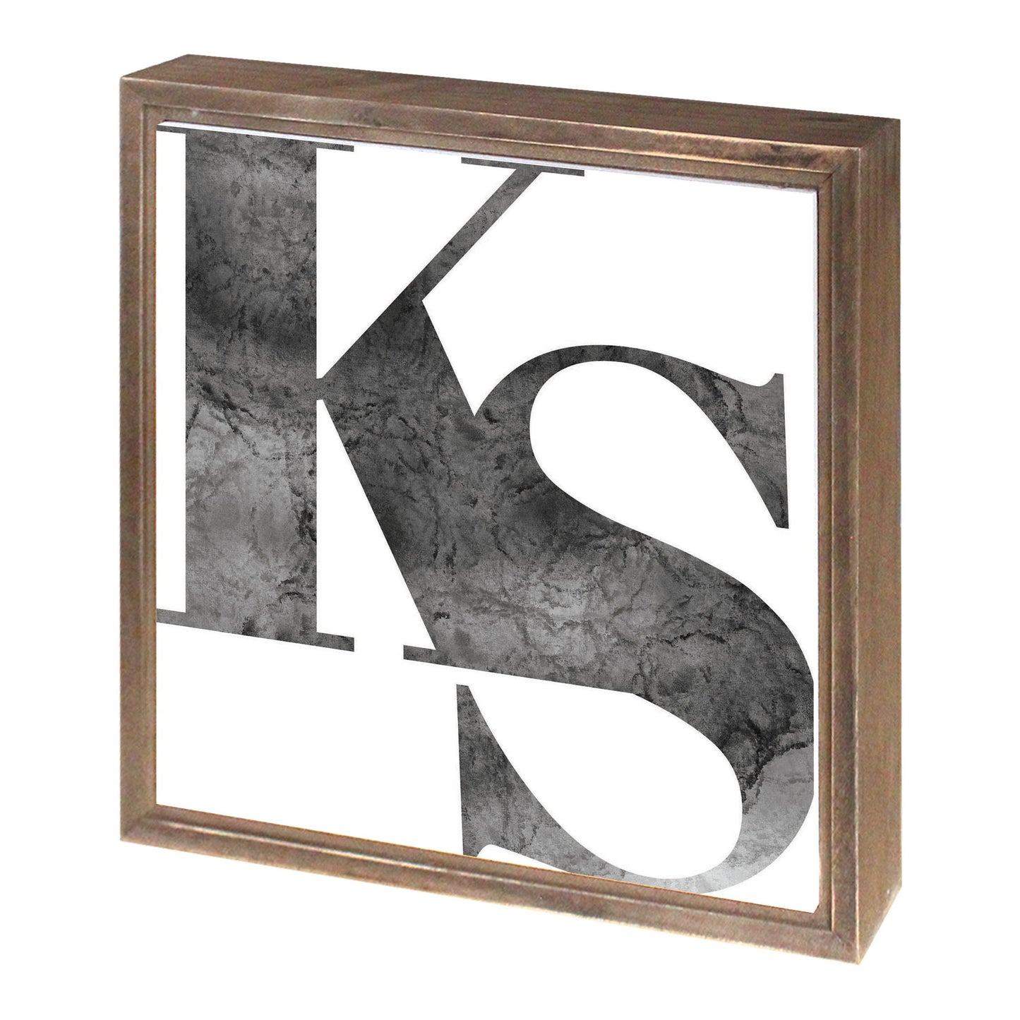 Minimalist B&W Kansas White Initials | Wood Sign | Eaches | Min 1