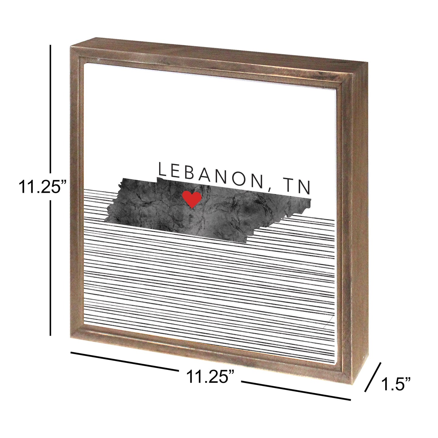 Minimalist B&W Tennessee State Lebanon Heart | Wood Sign | Eaches | Min 1