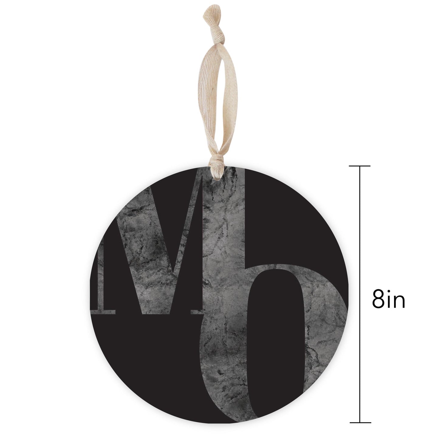 Minimalist B&W Missouri Black Initials | Wood Ornament | Eaches | Min 1