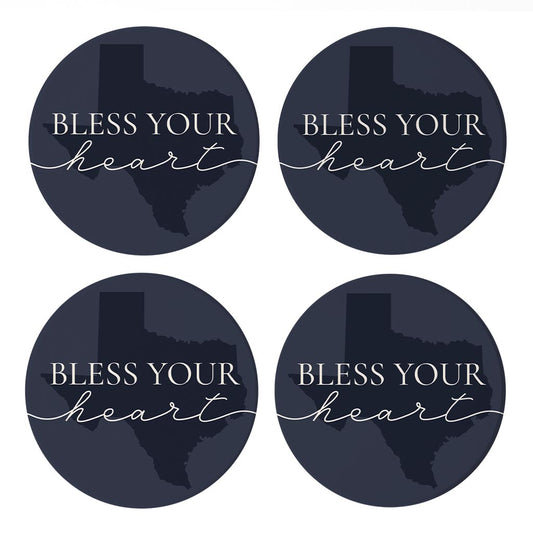 Modern Minimalist Texas Bless Your Heart | Absorbent Coasters | Set of 4 | Min 2