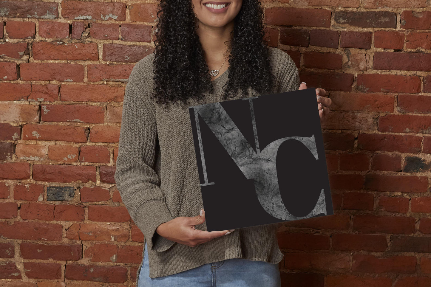 Minimalistic B&W North Carolina Black Initials | Wood Sign | Eaches | Min 2