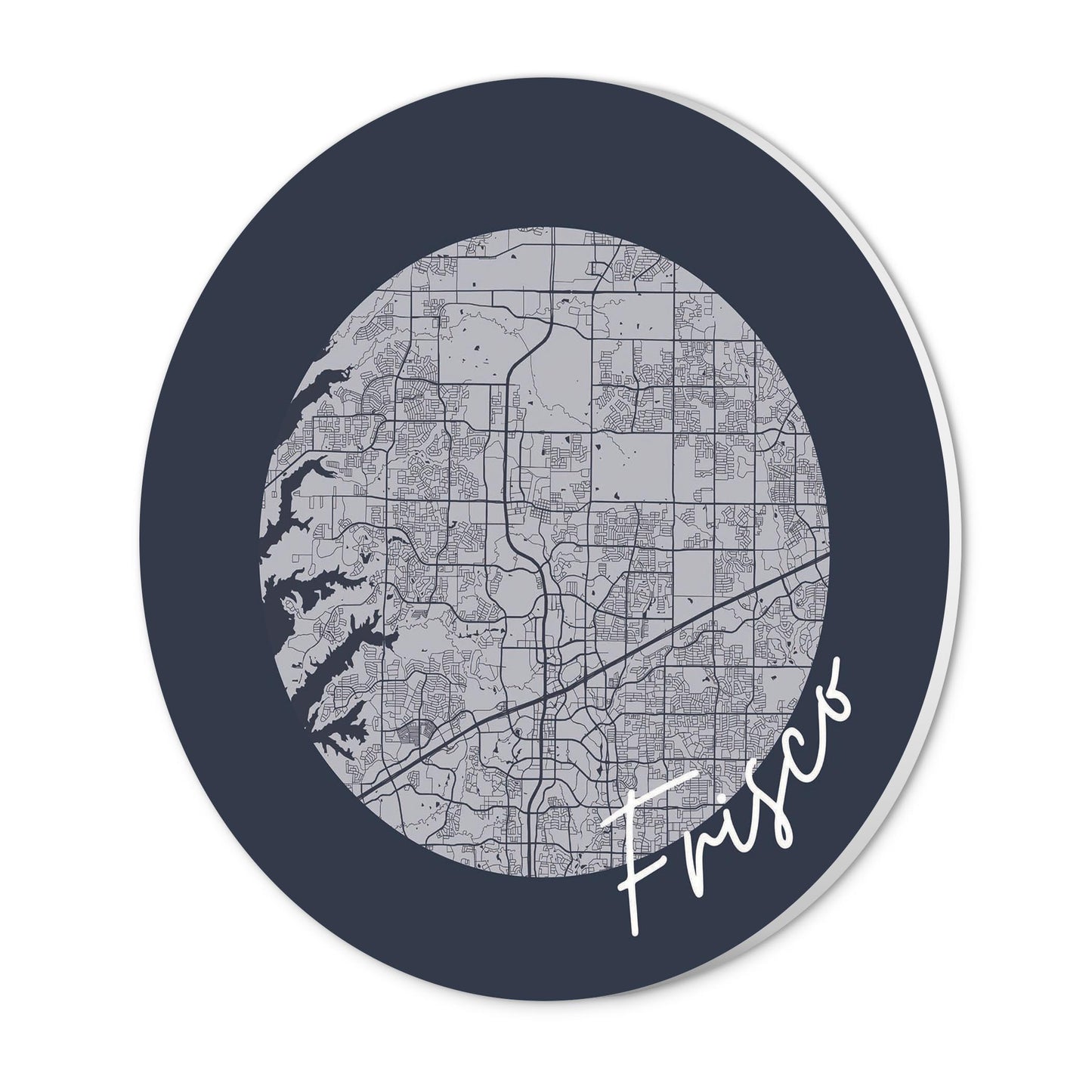 Modern Minimalist Texas Colors Frisco Circle Map | Wood Sign | Eaches | Min 1