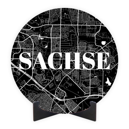 Minimalistic B&W Texas Sachse Map | Wood Sign | Eaches | Min 1