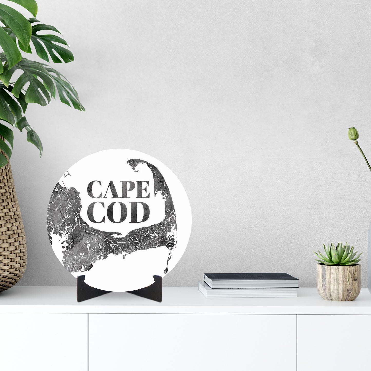 Minimalistic B&W Cape Cod Map | Wood Sign | Eaches | Min 1