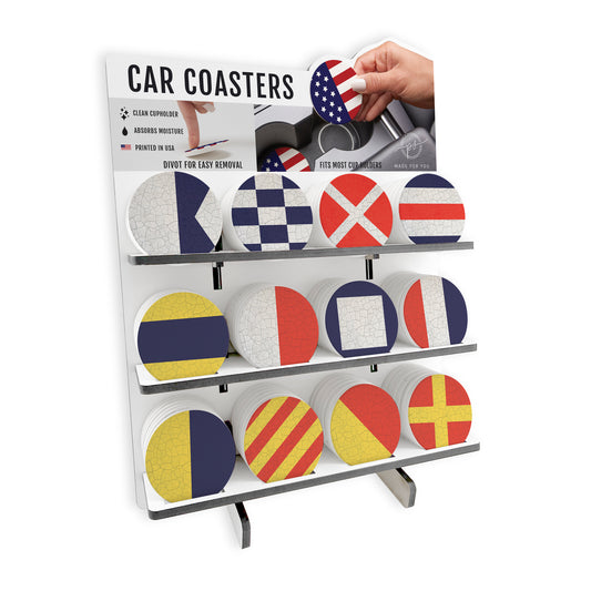 Nautical Flags 1 Theme Car Ceramic Coaster Loaded Display POP Min of 1