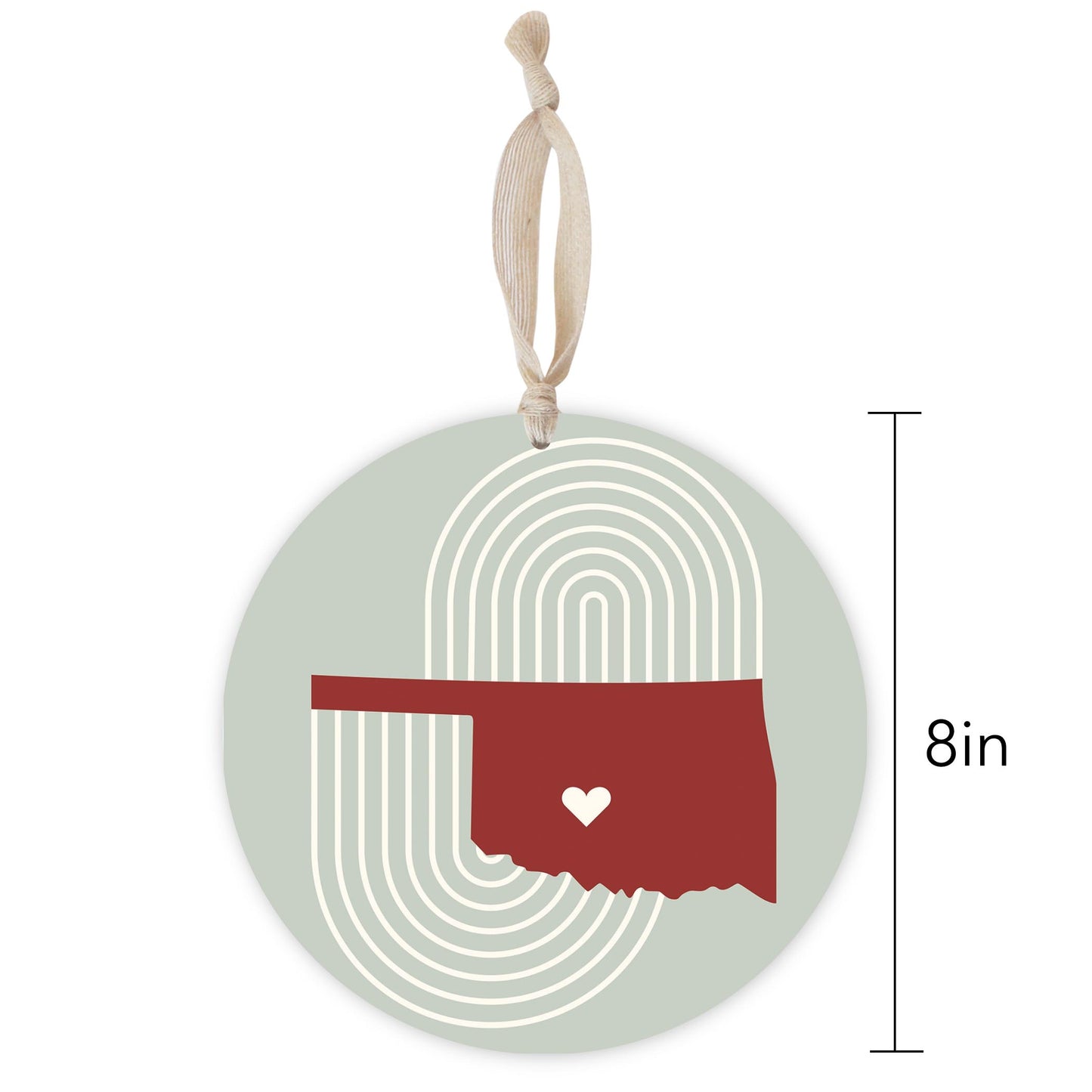 Modern Minimalist Oklahoma Chickasha Heart | Wood Ornament | Eaches | Min 1