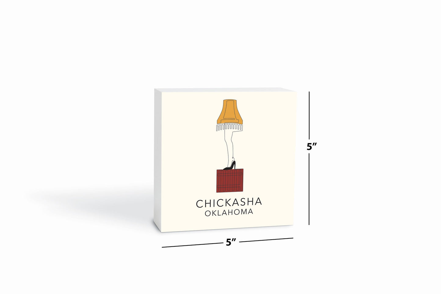 Modern Minimalist Oklahoma Colorful Chickasha Leg Lamp | Wood Block | Eaches | Min 4