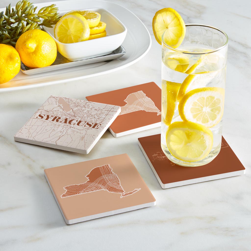 Modern Minimalist New York Syracuse State | Absorbent Coasters | Set of 4 | Min 2